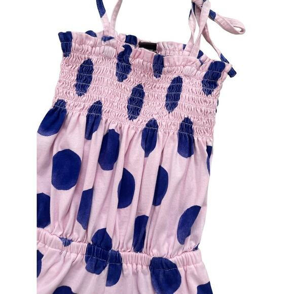 Tea Collection Pink Polka Dot Smocked Romper 6 - Picture 2 of 8